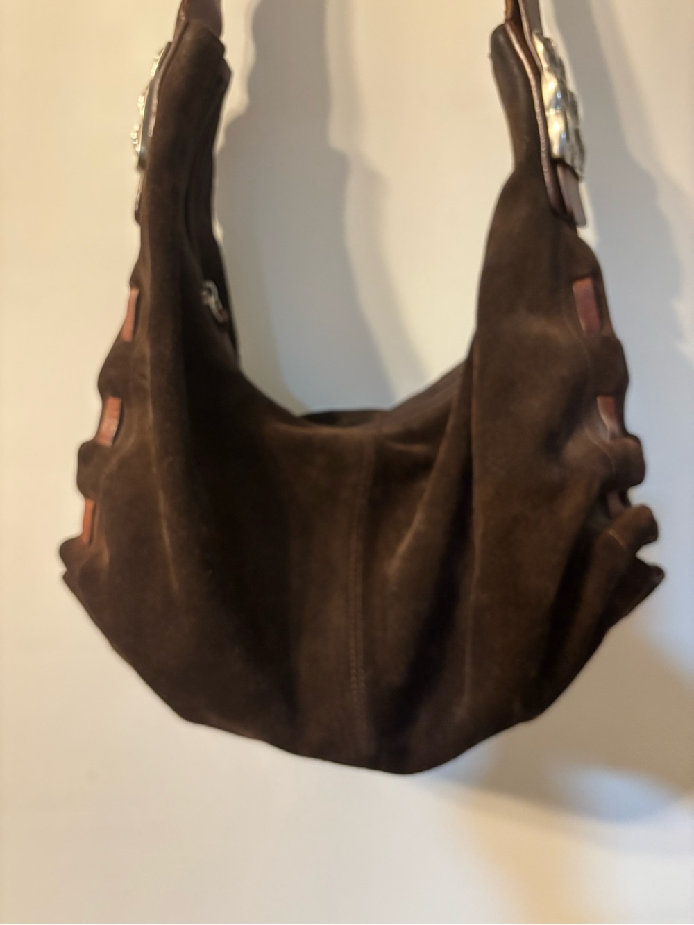 Gillian Y2K Classic Suede Hobo Bag in Dark Brown